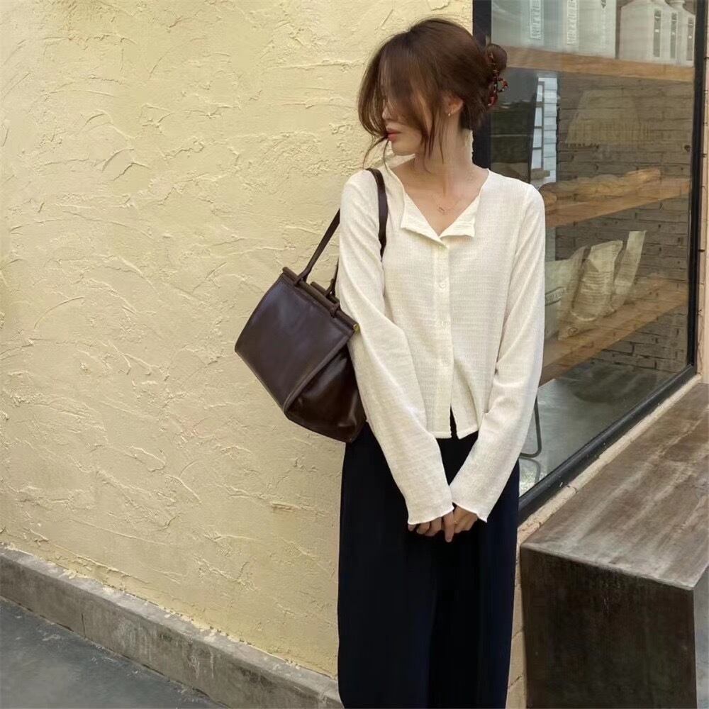 オープンカラーカーディガン