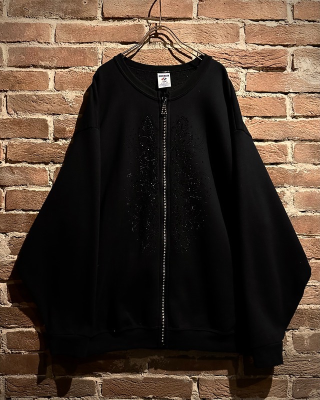 【Caka act3】90's "JERZEES” “Remake” Rhinestone Decoration Vintage Zip Up Sweat Jacket