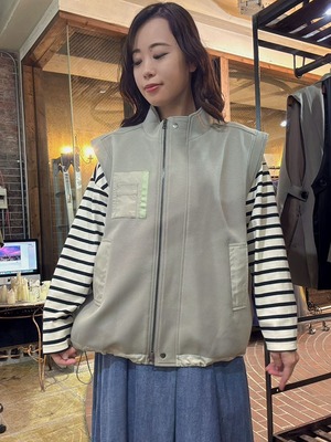 33℃　dn601309　ポンチビッグシルエットzip vest