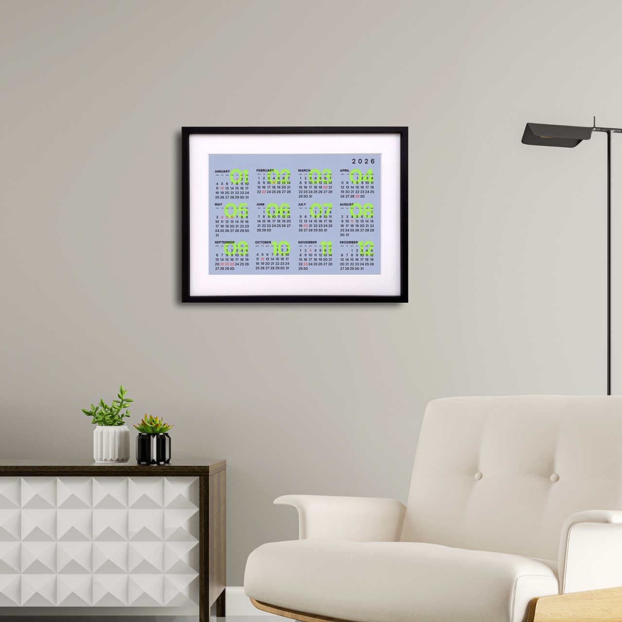 2026 MINIMAL CALENDAR｜HORIZONTAL｜横型レイアウトで一年を整えるミニマルカレンダーポスターA4ポスター