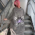 【GALFY✖︎クロミちゃんコラボ】イルガルフィーボロボロデニム半袖BIG シャツ - Gray  152057 ガルフィー カットソー シャツ ストリート ブランド メンズ レディース ユニセックス