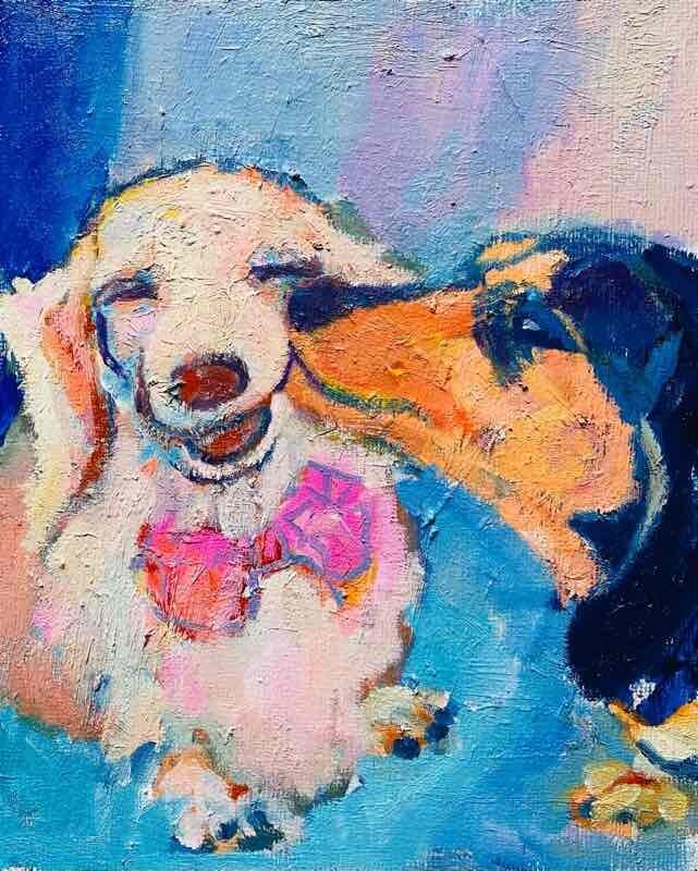 OIL COLOUR | 油彩画 #現代アート #犬 #猫