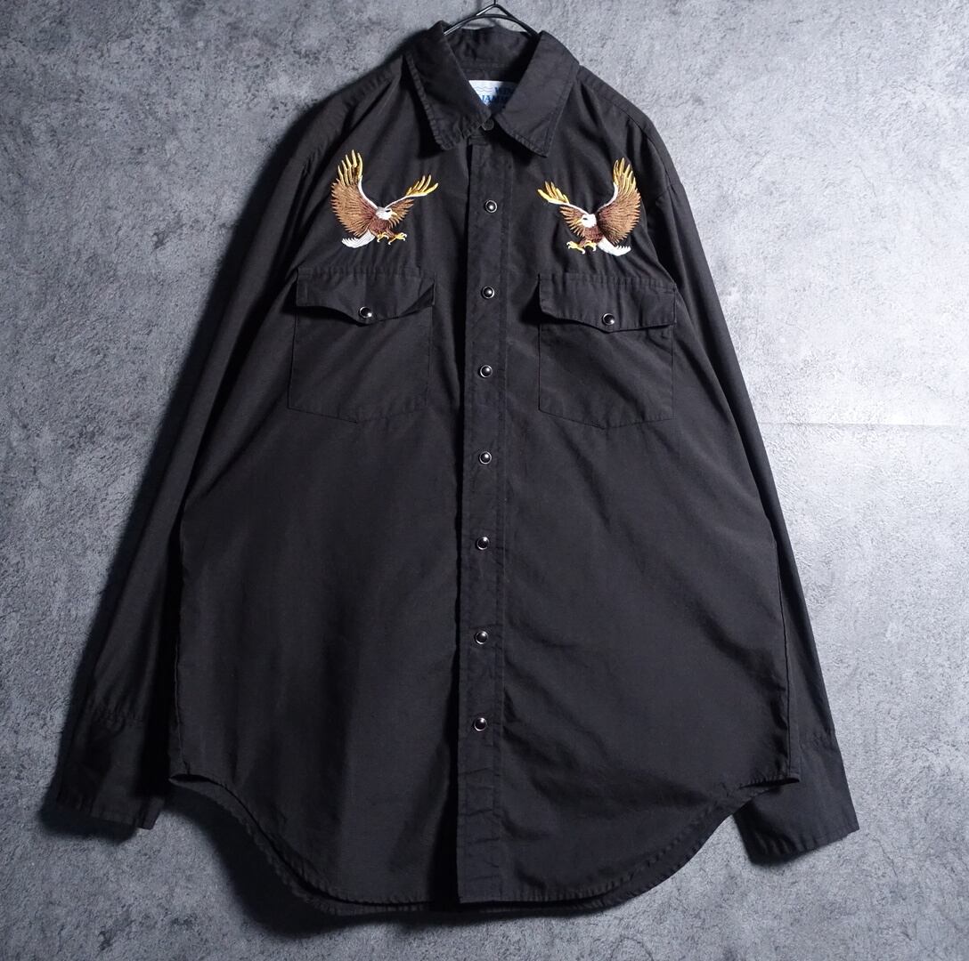 Black Eagle Embroidery Design Western Shirt
