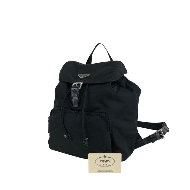 PRADA プラダ バックパック ブラック トライアングルロゴ フロントバックル ナイロン フロントポケット リュック vintage ヴィンテージ オールド 6abvn2