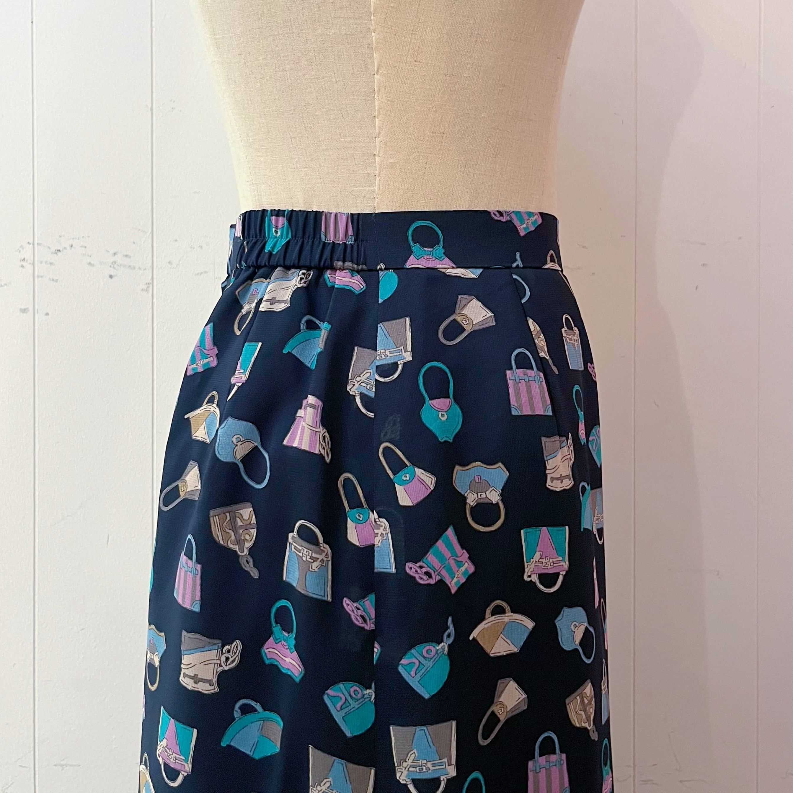 navy retro hand bag sheer skirt