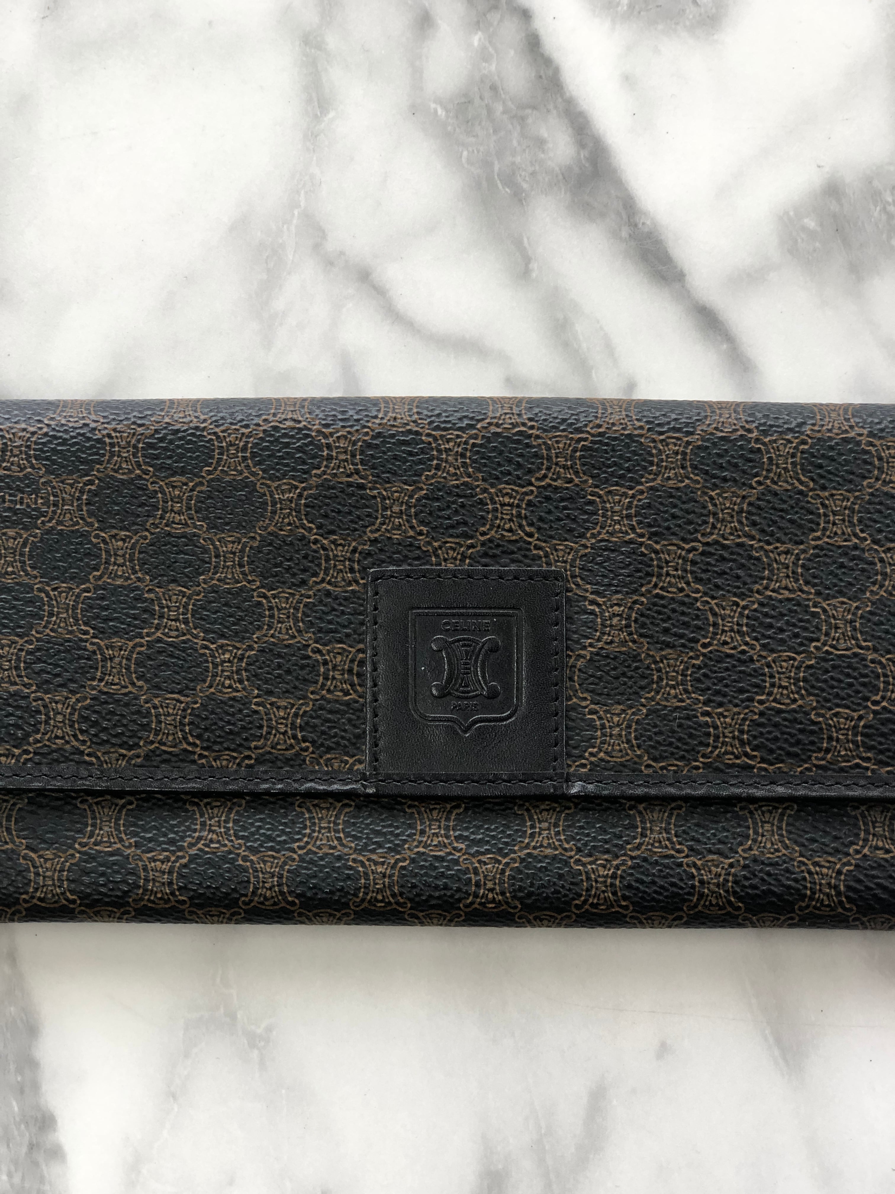CELINE セリーヌ マカダム ブラゾン型押し 長財布 財布 ブラック