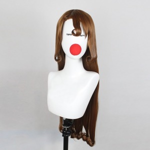 コスプレ耐熱ウィッグ オーダー キャラクター造形ウィッグ ブラウン 前髪立ち上げ ワンレン ロング カール ウィッグ ★名探偵コナン/工藤有希子 等 ★受注品★
