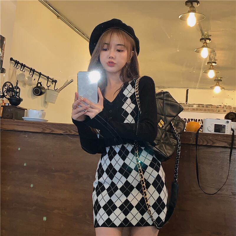 ニットセーター カーディガンジャケット レディーススプリングオータムブラックルーズショートトップス ロング 春物 秋物 ブラックストロベリース56491061508