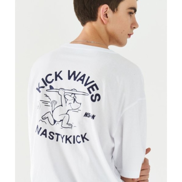 [NASTYKICK] KICK WAVES TEE (WHITE) 正規品 韓国ブランド 韓国代行 韓国通販 韓国ファッション Tシャツ