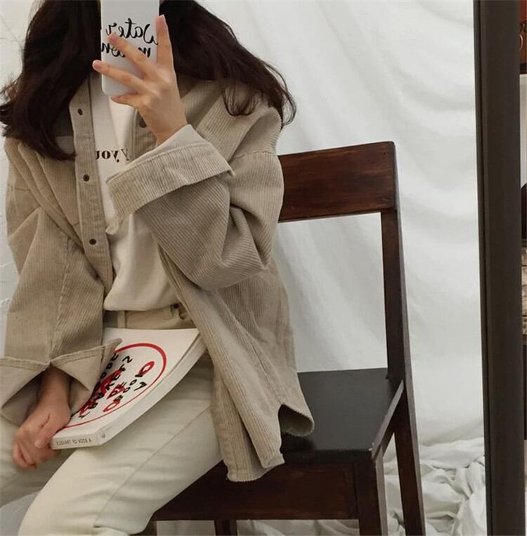 秋冬コーデにぴったり♪ 韓国ファッション おしゃれな 気質 コーデュロイ トレンチコート コート