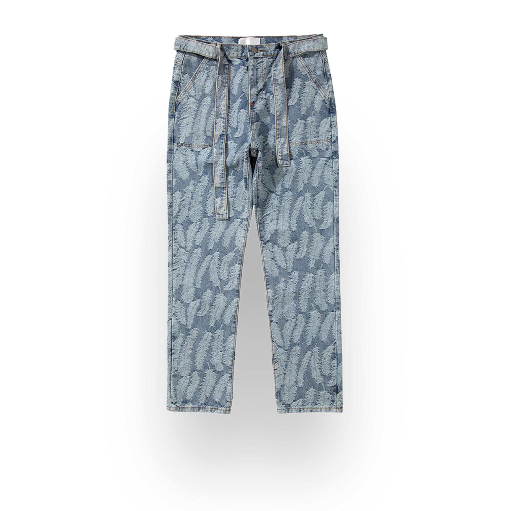 フェザーパターンデニムパンツ
