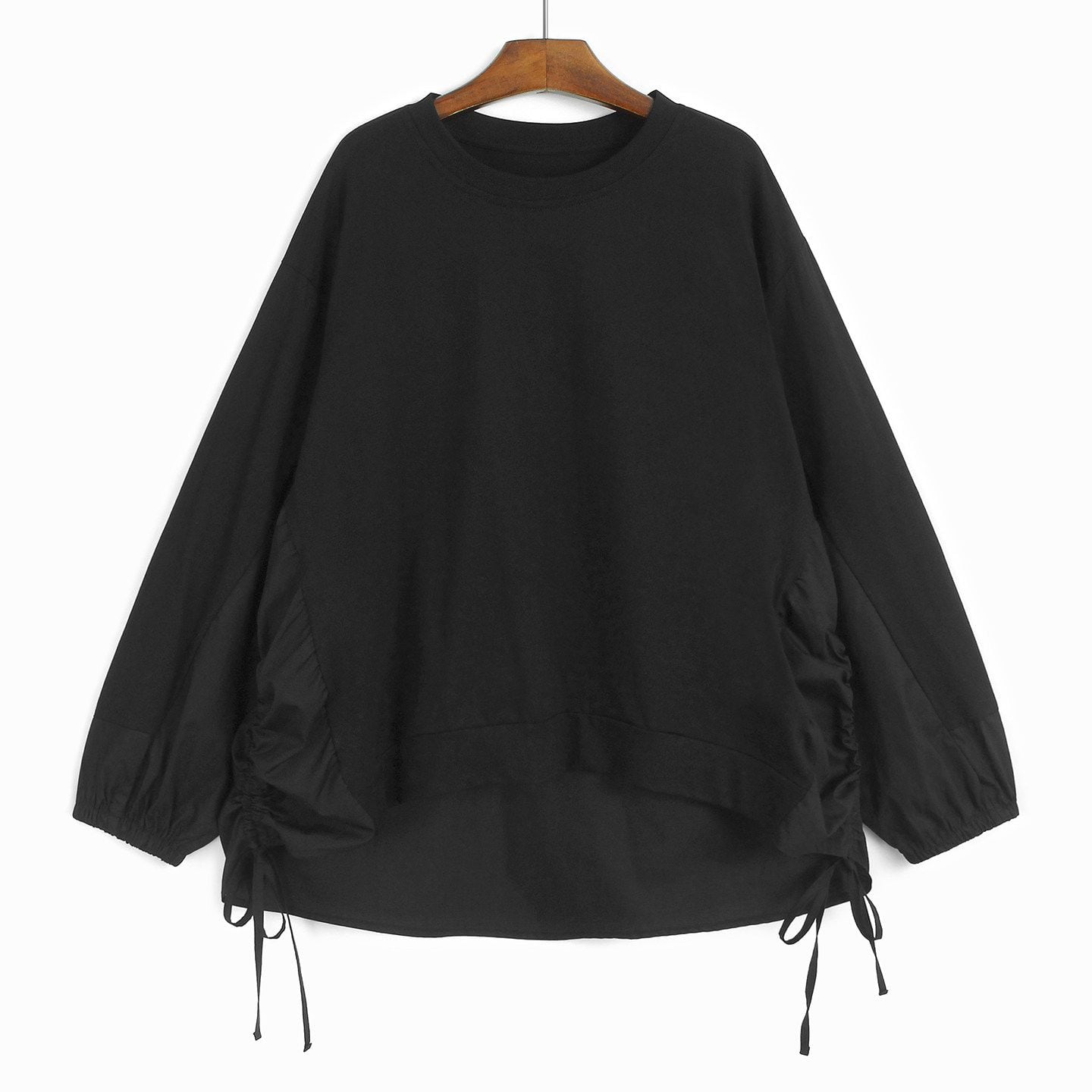 DRAWSTRING RELAXED LONG SLEEVE BOXY T-SHIRT M-18507