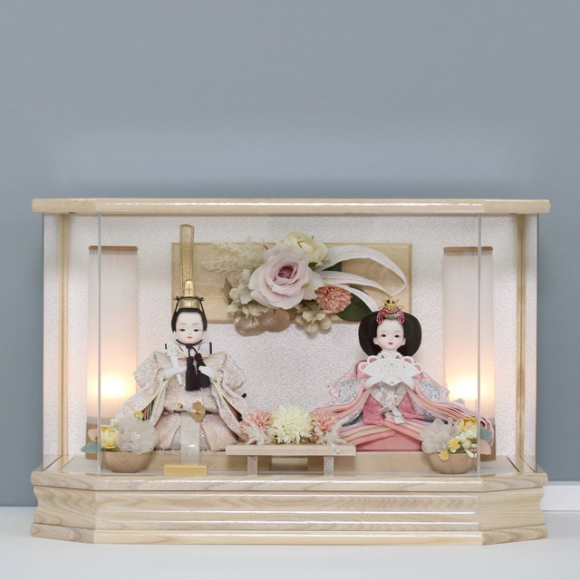 ピーカブーひな人形 ベルズキッスシリーズ アクリルケース飾り 【紫陽 -Shiyo-】 ひな人形｜雛人形｜桜｜筒形照明｜和モダン