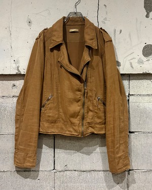 【Caka otto】 Brown Color Vintage Cotton Double Riders Jacket