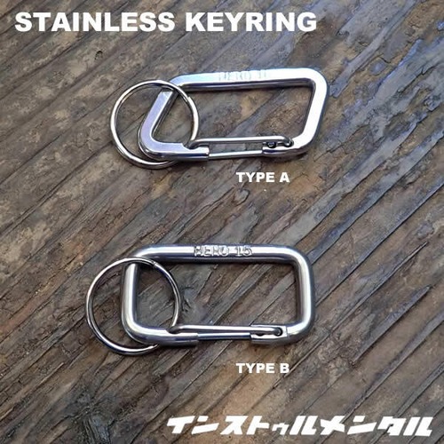 STAINLESS KEYRING ステンレスキーリング 全２種類 キーホルダー カラビナ シンプル インストゥルメンタル