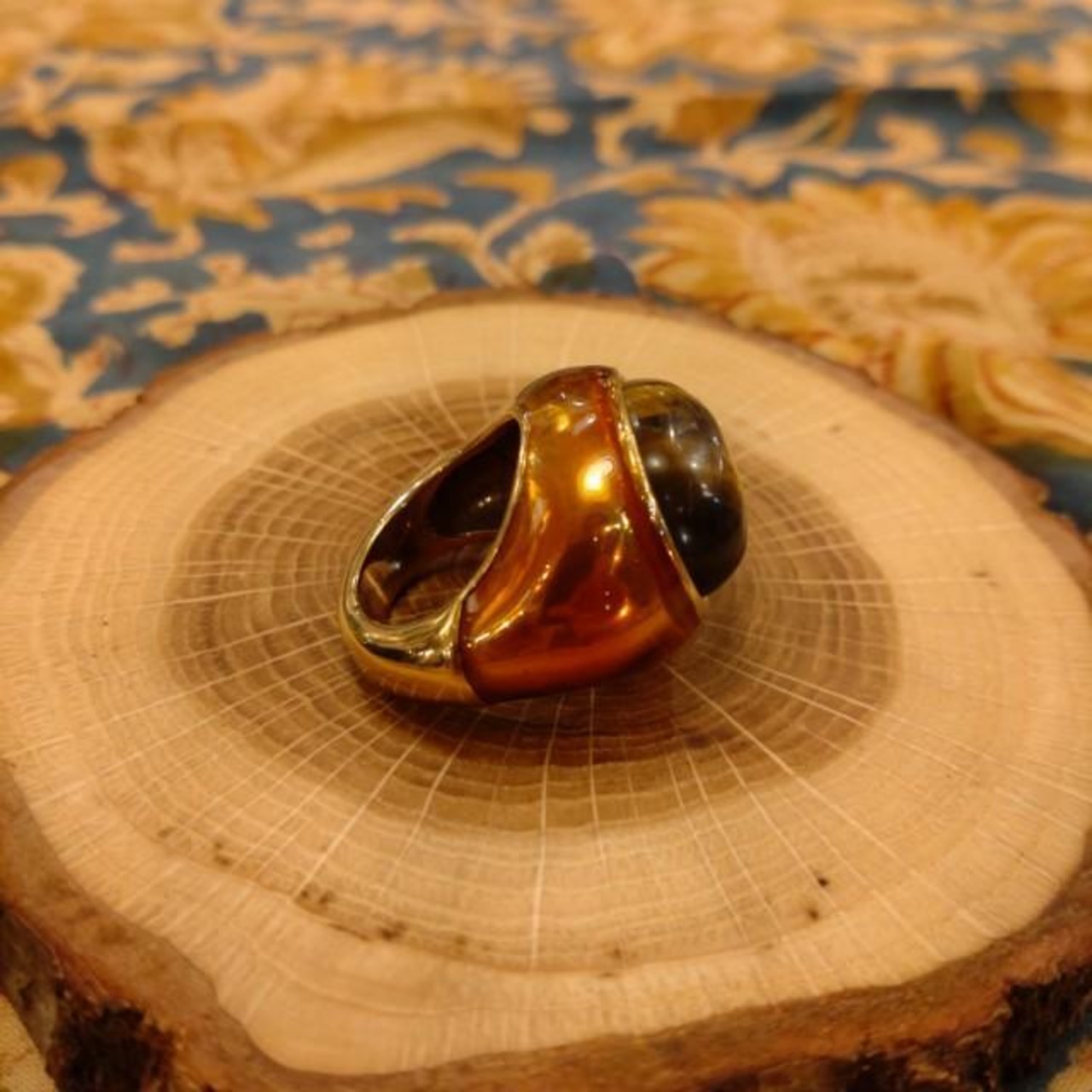 TOPANGA Jewelry 　Cabochon Cut Tiger ’s　Eye Ring　Ring Size 12　Ring　Accessory　Present　Simple　Vintage　Antique