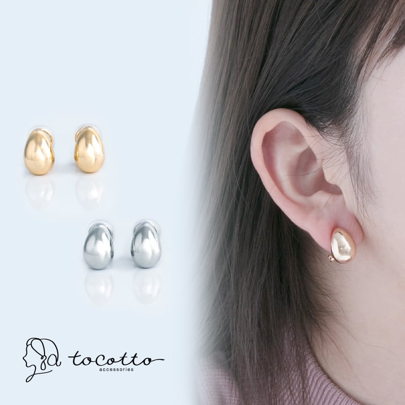 イヤリング フープ イヤリング シリコンキャップ付【tocotto】(トコット) 【公式】レディース リング 水滴 ニッケルフリー 金属アレルギー対応 tw-CNE-9 tocotto(トコット) ピアス レディース 韓国ピアス(tw-CNE-9)【イヤリング】バレンタイン ホワイトデー