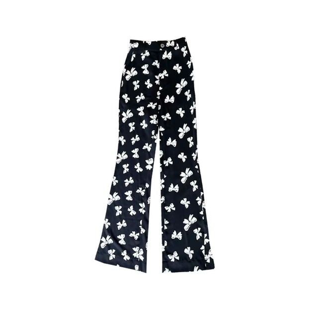 retro bow slit flared pants