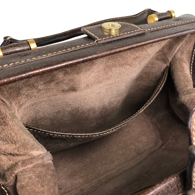 GUCCI グッチ ハンドバッグ ブラウン レザー がま口 vintage ヴィンテージ オールド fva3h4
