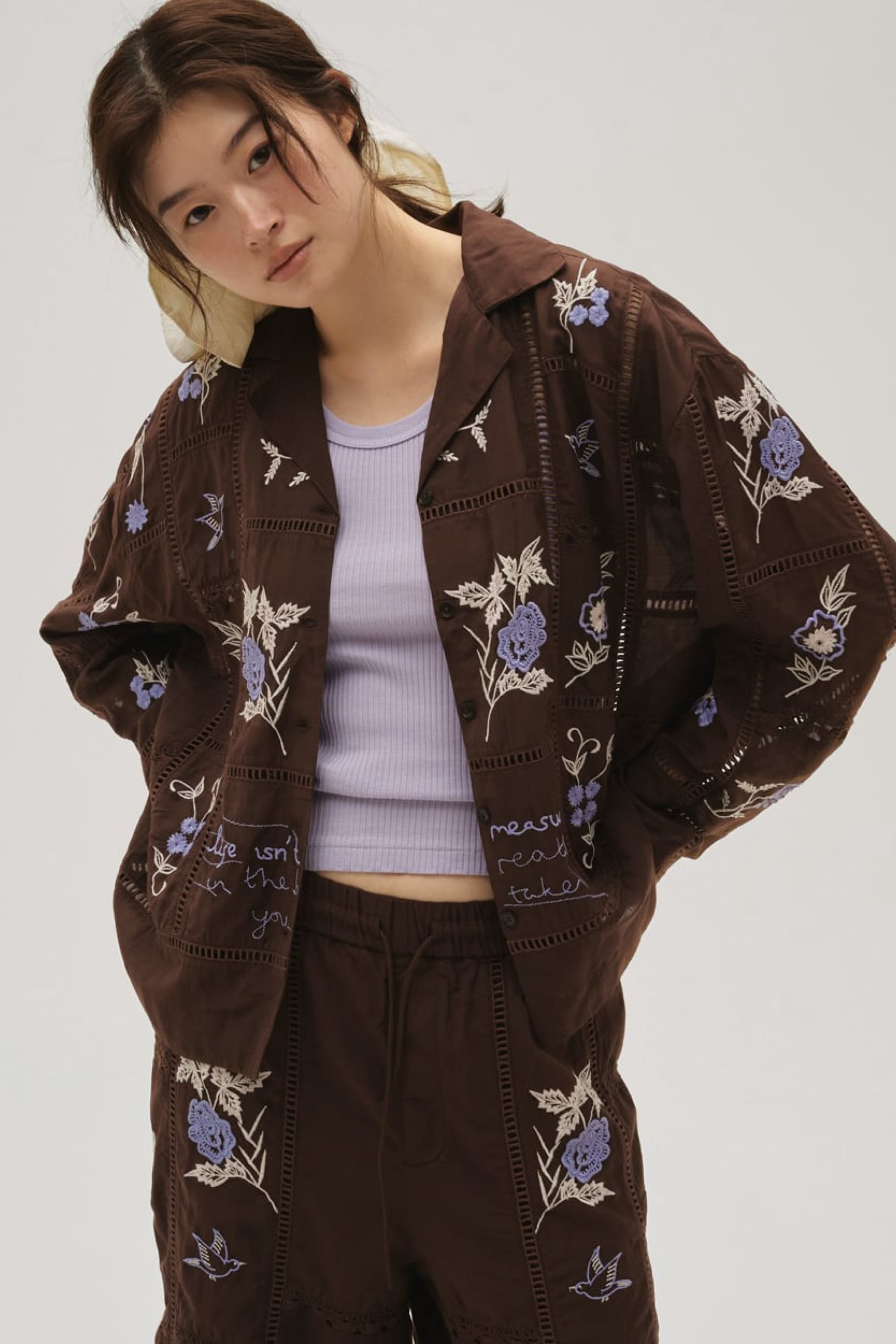 TODAYFUL Embroidery Patchwork Shirts エンブロイダリーパッチワークシャツ Burgundy