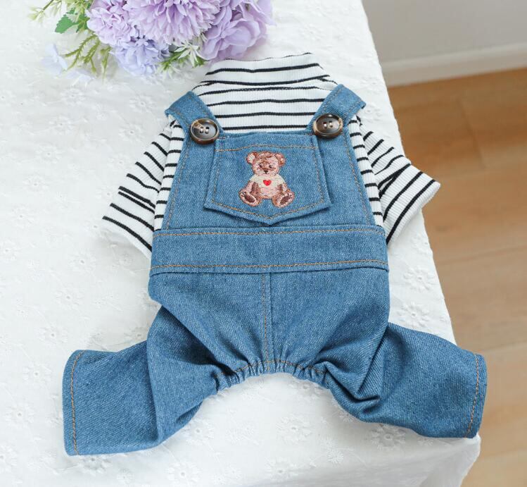 《予約》№2101636 ボーダー重ね着デニムロンパース