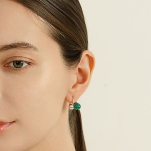 Pierced earring SMA29  グリーンカルセドニーピアス