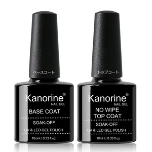 【努力特価】Kanorine ジェルネイル トップコート ベースコート 10mlx2 本セット ノンワイプ 拭き取り不要 長持ち 大容量 UV/LED対応 ベースジェル Base and Top Coat Gel