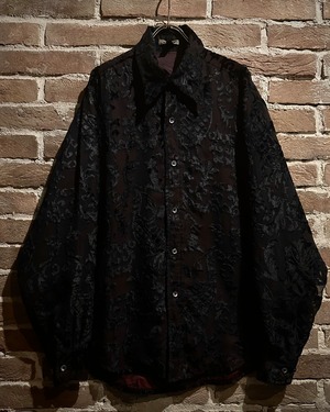 【Caka act3】Botanical Flocky Sheer Layered Vintage L/S Shirt