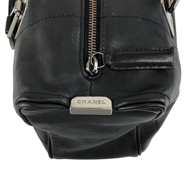 CHANEL シャネル チョコバー ハンドバッグ ブラック レザー ミニボストン vintage ヴィンテージ オールド 6yfva8