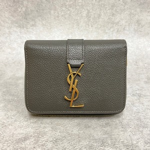 YVES SAINT LAURENT イヴサンローラン 二つ折り財布 レザー グレー 5125-202112