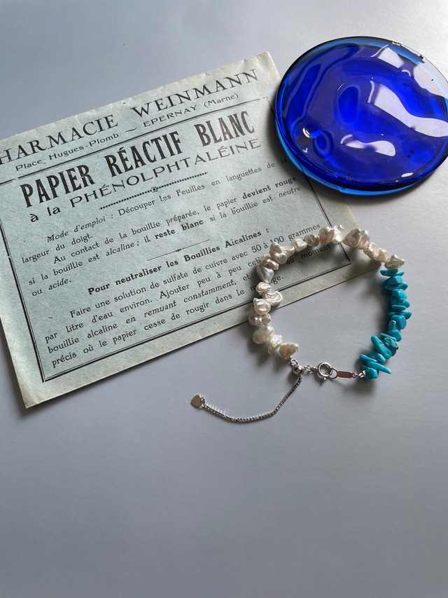 ペタルパール×スリーピングビューティーターコイズブレスレット