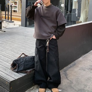 フェイクツーピースラウンドネックロゴスウェット　1173