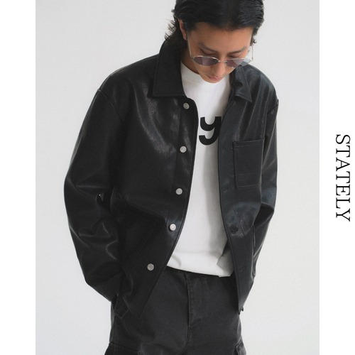 Vintage Leather カバーオールジャケット_O94 画像