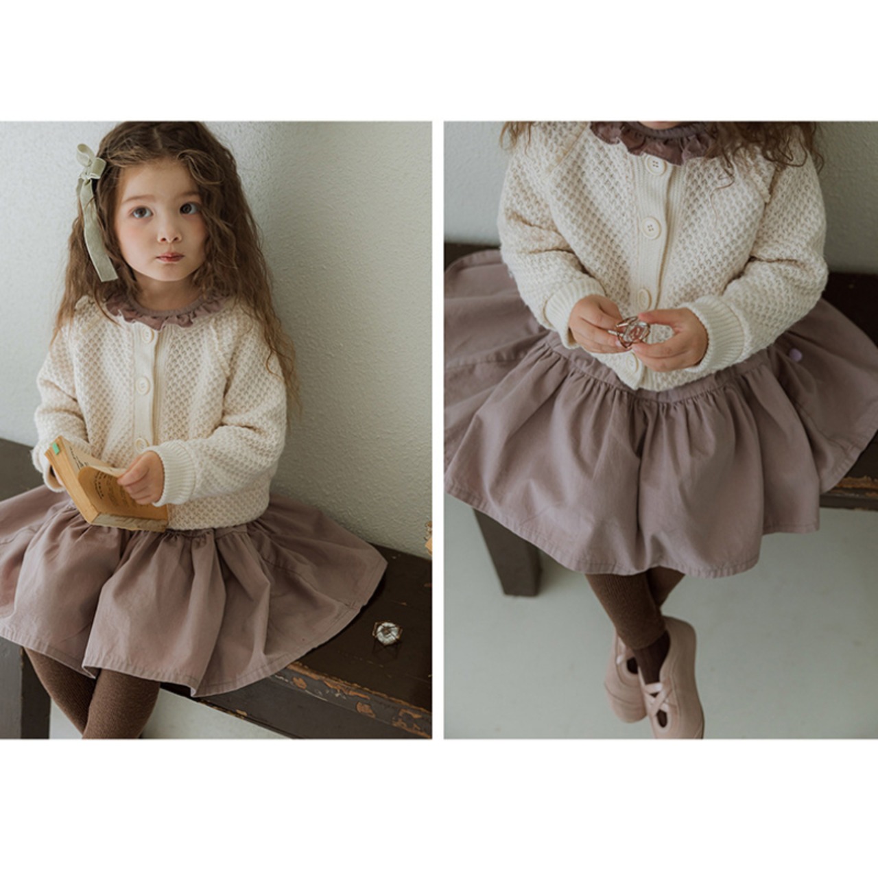 秋フリル切り替えワンピース