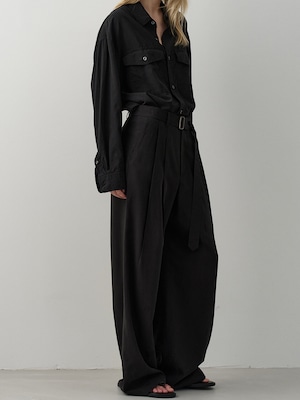 [FACADE PATTERN] Belted Two-Tuck Wide Pants_Black 正規品 韓国ブランド 韓国通販 韓国代行 韓国ファッション ファサード パターン 日本 店舗