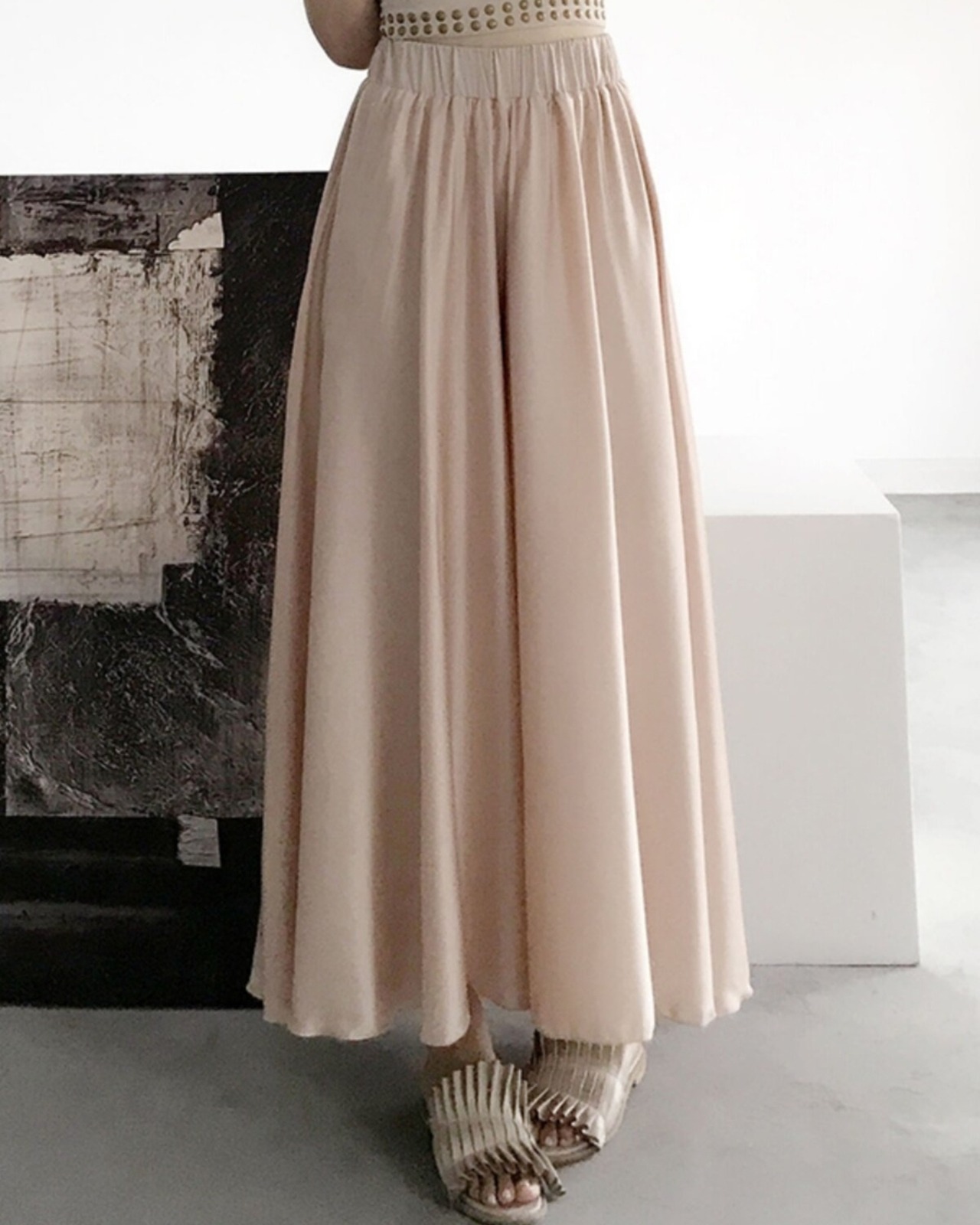 ギャザーウエストゴムワイドパンツ 3color A1063 - 5