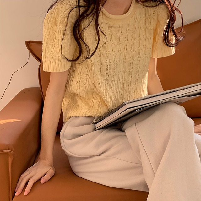 カラーショートセーター Tシャツ シャツ レディースサマースリム薄手 夏物 クレセントシティ83952455263