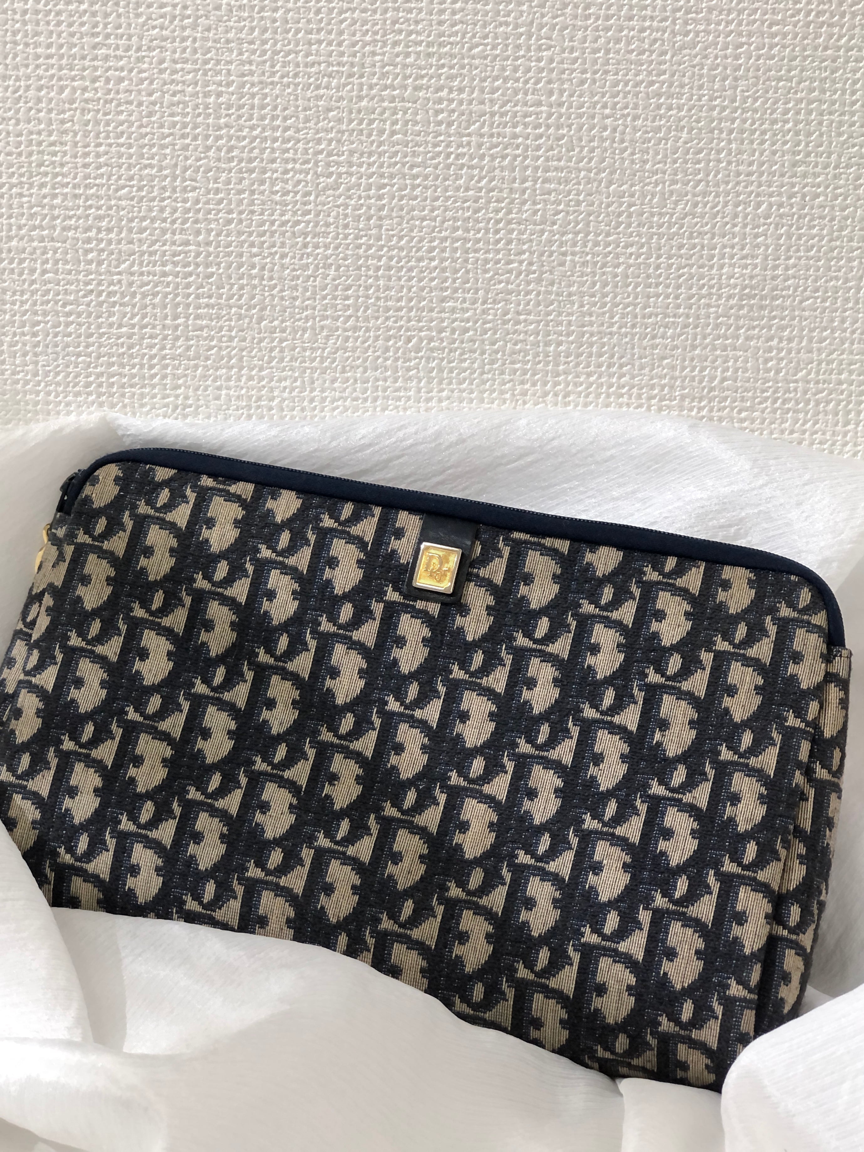 Christian Dior クリスチャン ディオール トロッター ロゴ金具 キャンバス ポーチ ネイビー vintage ヴィンテージ オールド  6tskic | VintageShop solo powered by BASE