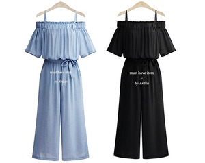 Ｌ～大きいサイズ レディース　オフショルダーコンビネゾン　ロング丈　ツナギ　春夏　【S8855917】