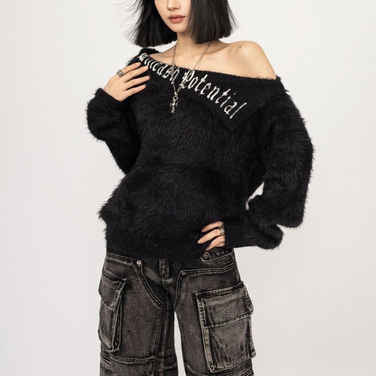 肩開き 長袖 ニット L00389