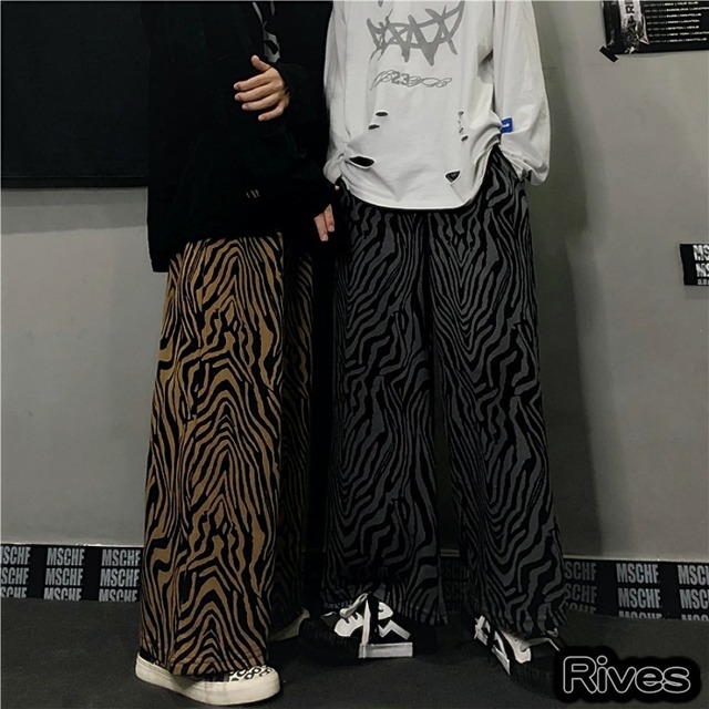 ロングパンツ レオパード ヒョウ柄 パンツ 韓国 原宿 ヒップホップ ストリート メンズ レディース オシャレ ファッション 柄パンツ リーブス Rives Rives