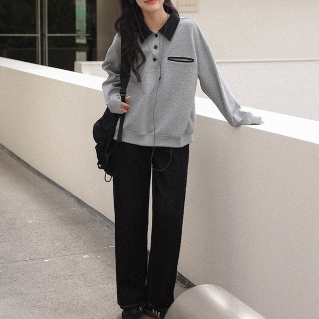 polo-collar sweatshirt　J00418