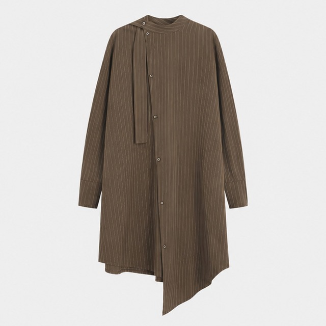 Asymmetric pinstripe shirt dress A00084