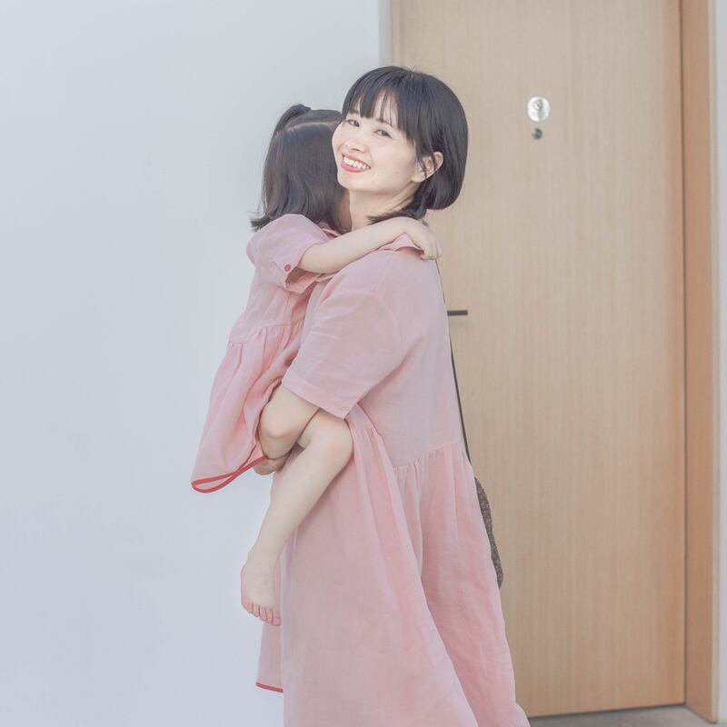 親子コーデ 親子リンクコーデ 親子ペア 膝丈半袖シャツワンピース 新作