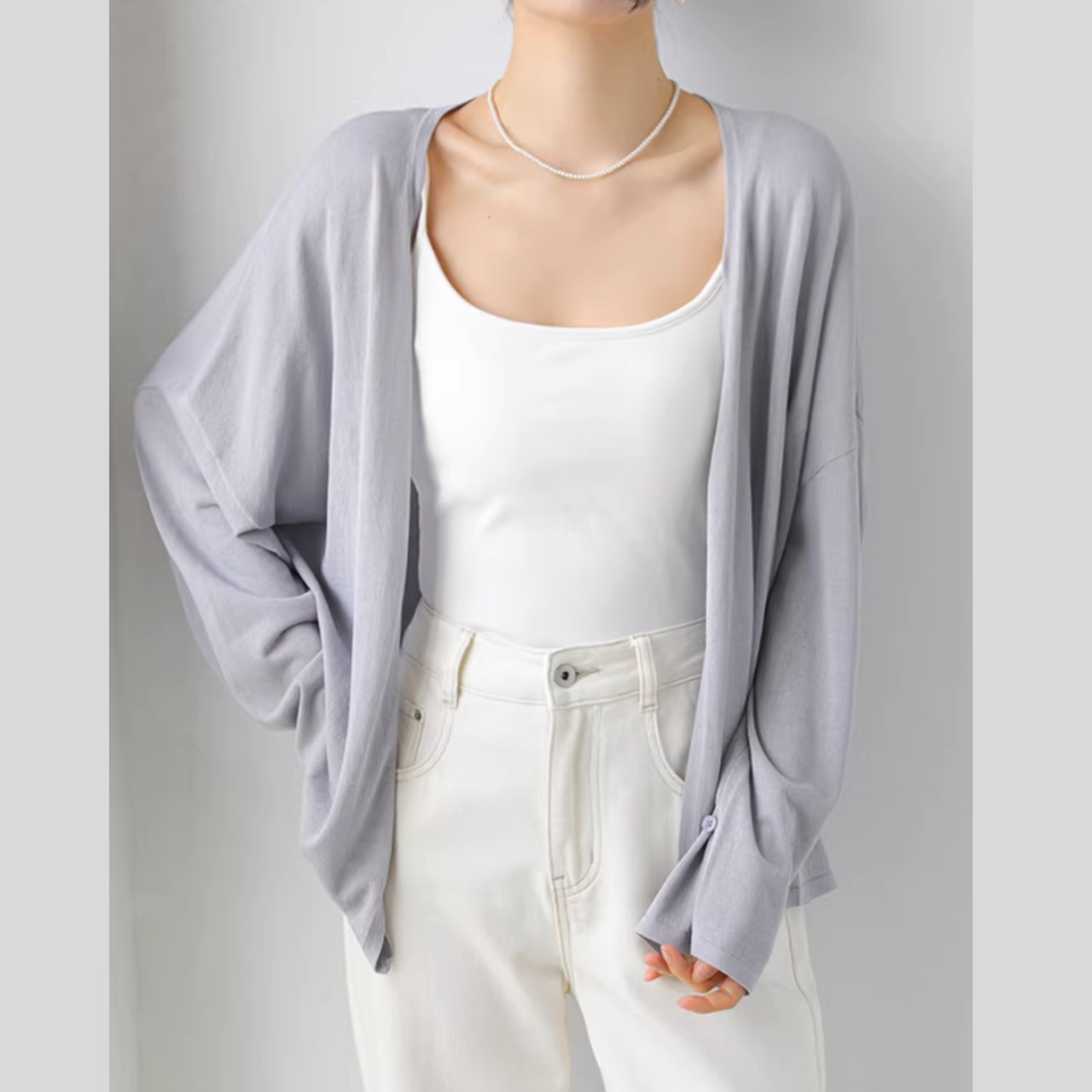 ボタンレス シアーロングカーディガン 00205・画像3