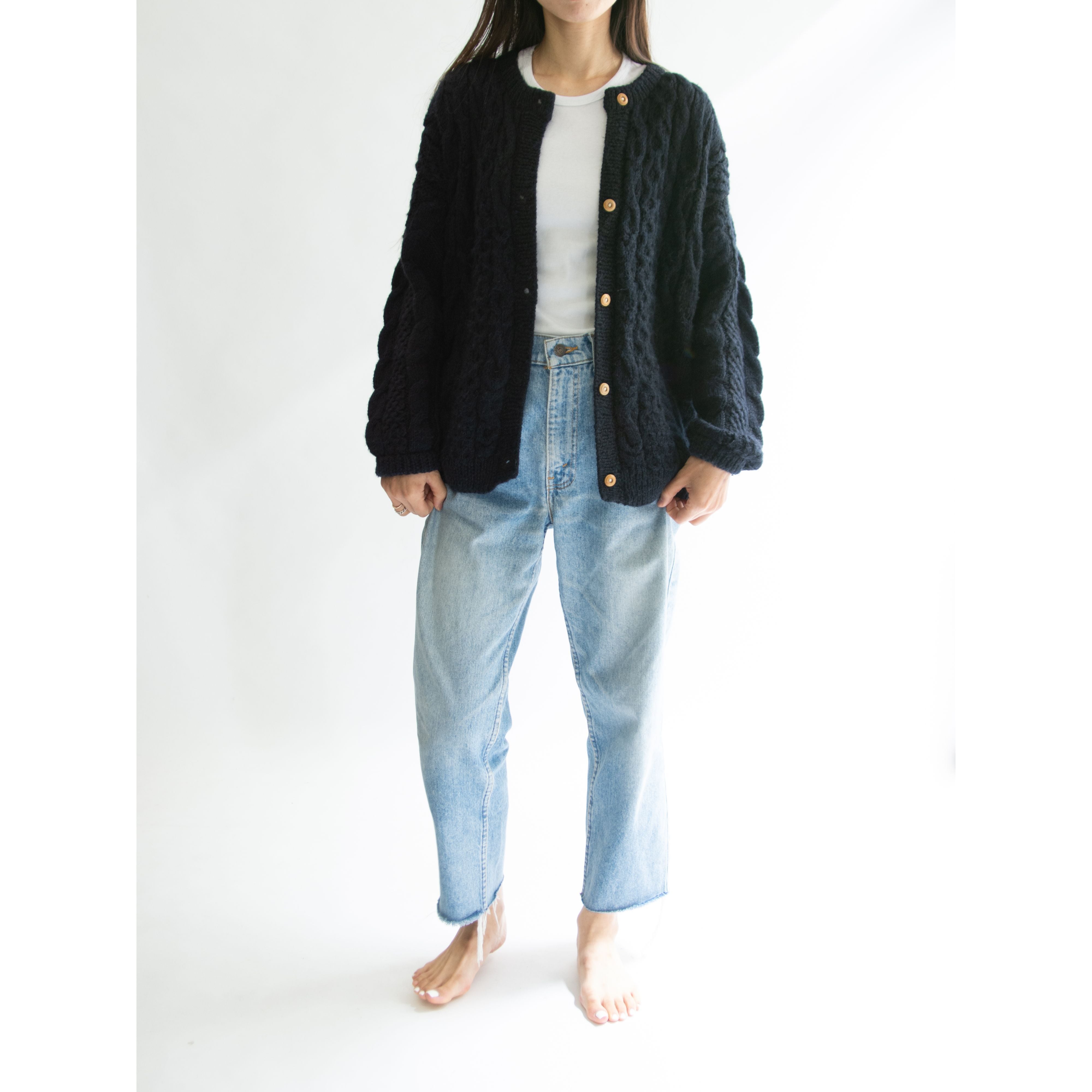 Made in Peru】100% Alpaca cable knit cardigan(ペルー製 Made in Peru】100% Alpaca cable knit cardigan(ペルー製