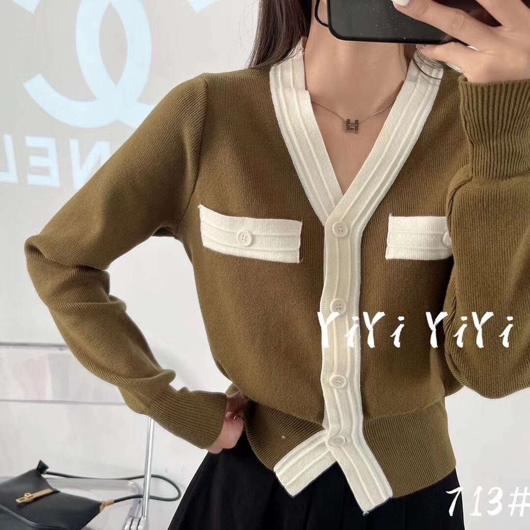 バイカラーニットカーデ　AJ111-713