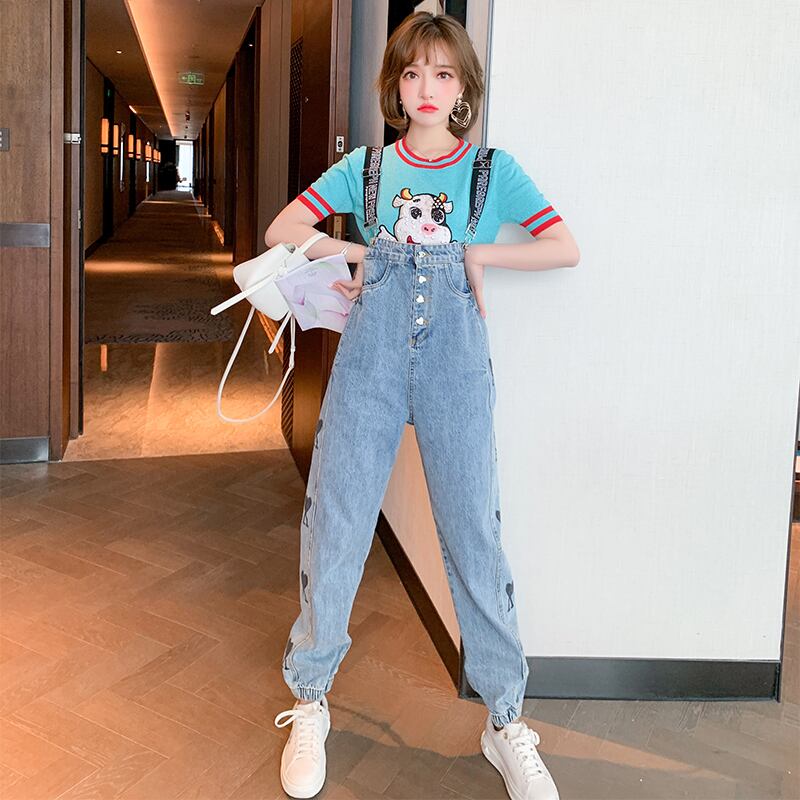 スタイルプリントボタンルーズ薄手オーバーオール MIUCO13599084931