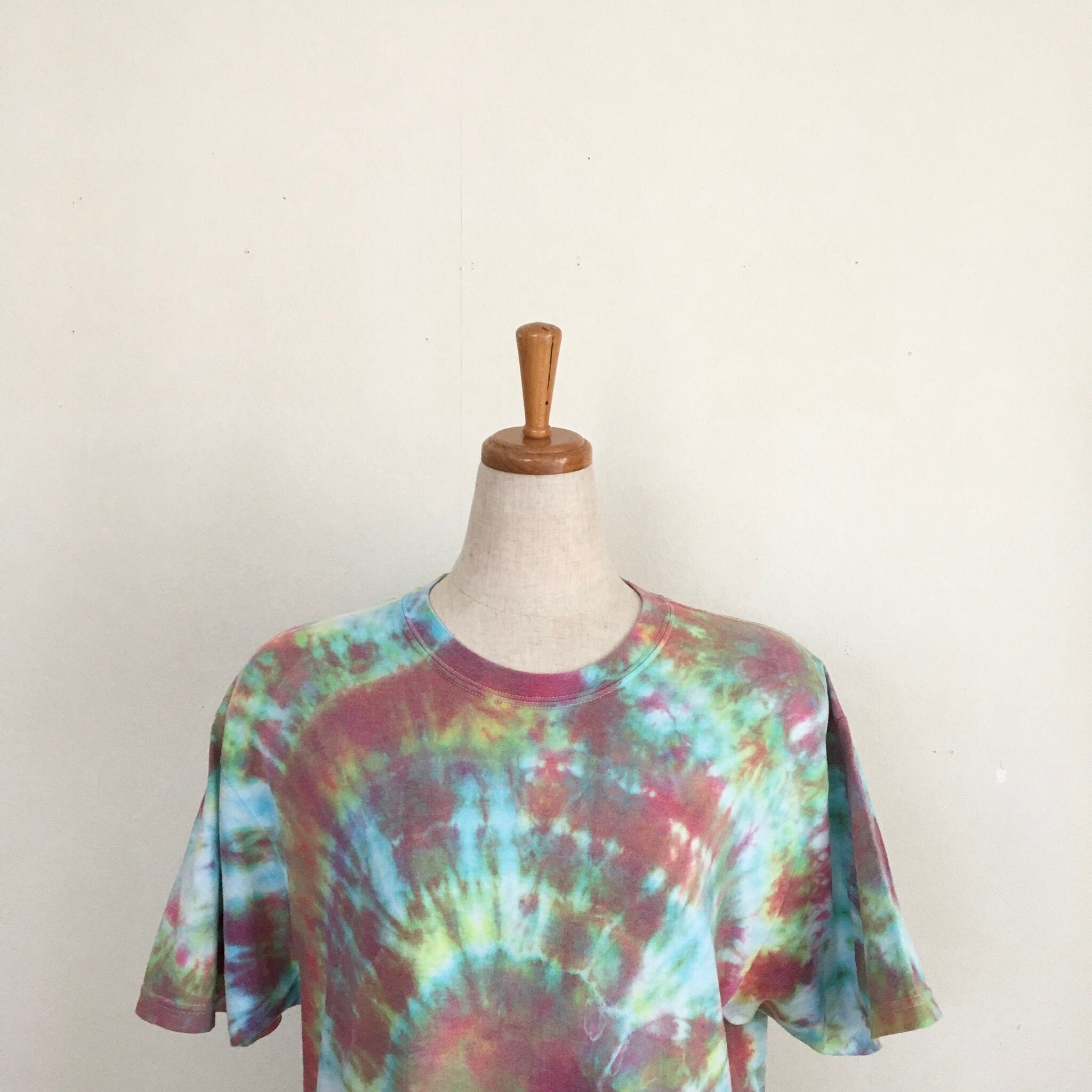 Tie-dye tee "blue×pink×yellow"