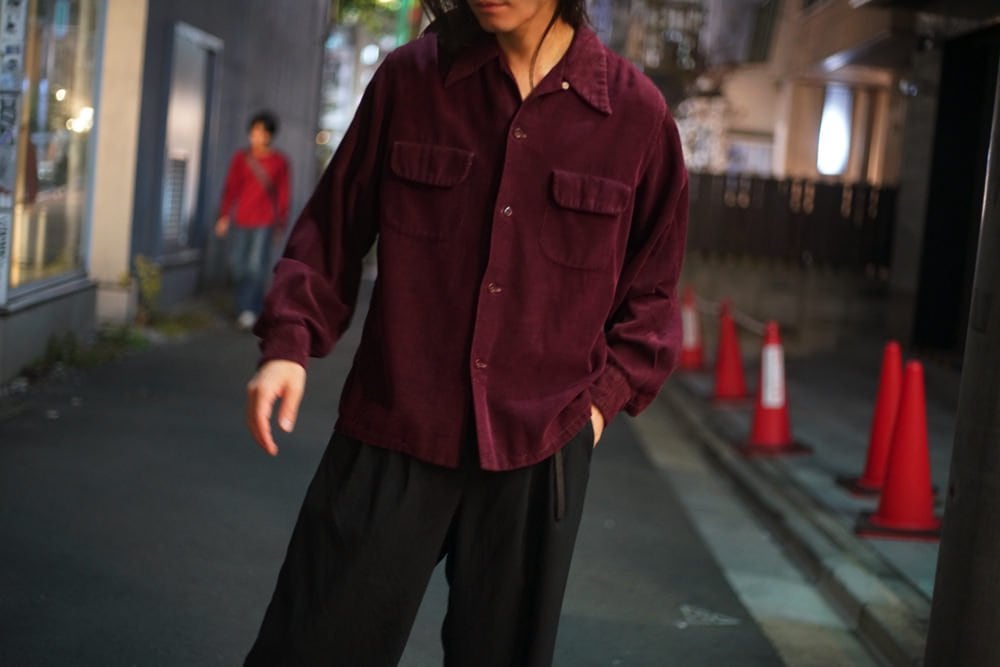 TOWNCRAFT] Vintage open collar corduroy shirt [1940s-] Vintage